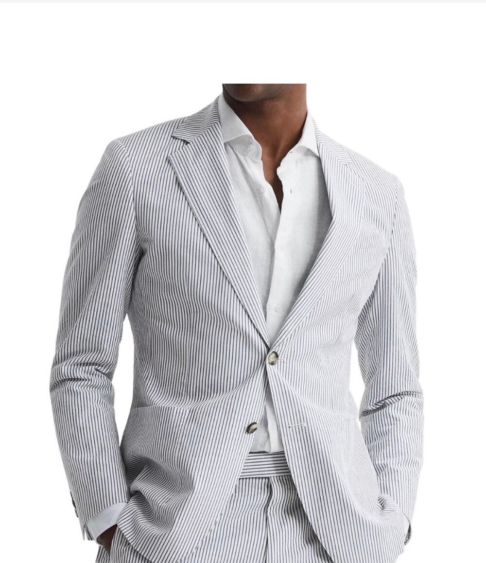 Rag & Bone Seersucker Blazer Handmade in USA, Size 38